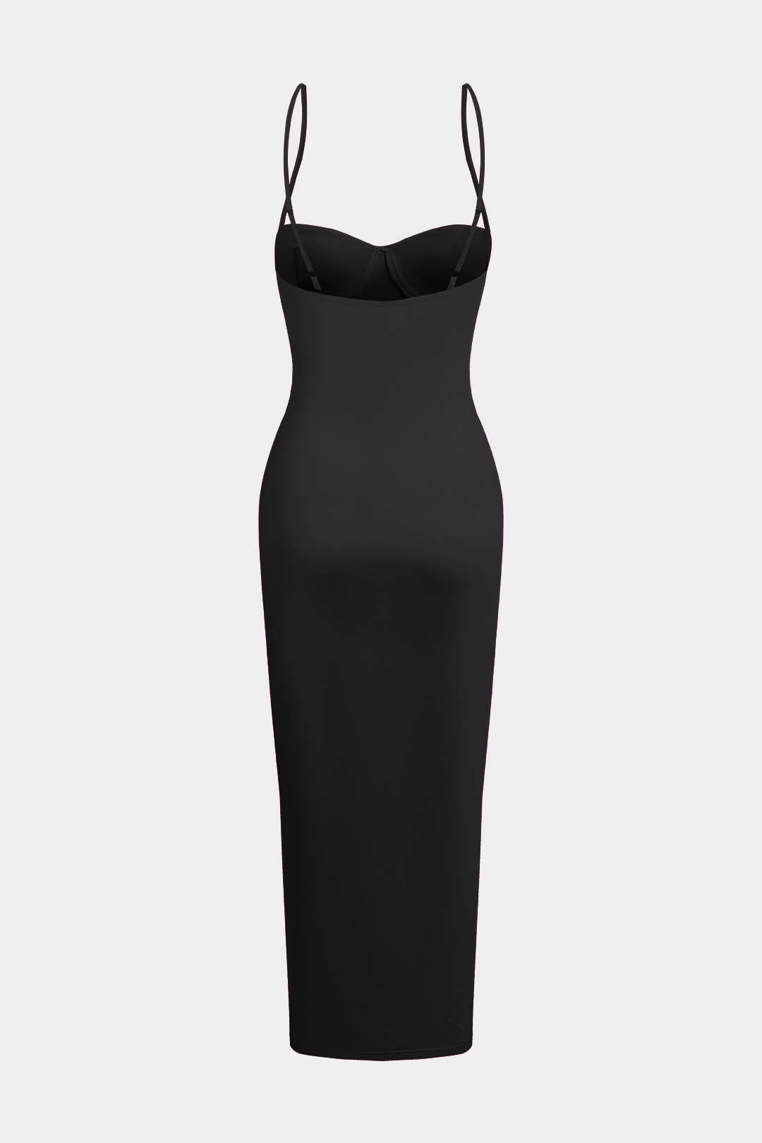Basic Düz Kayık Yaka Maxi Elbise