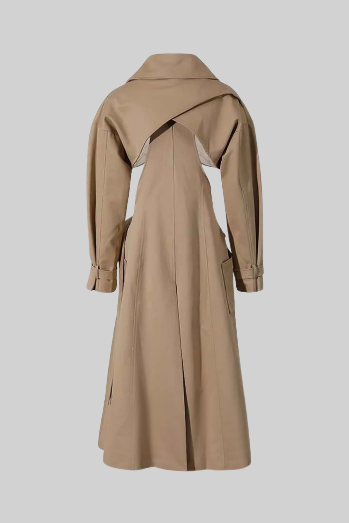 Bej Cut-Out Trenç Kaban