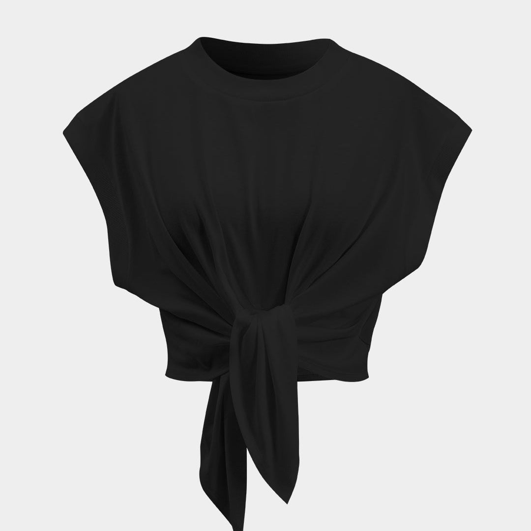 Kabarık Bağlama Detaylı T-Shirt