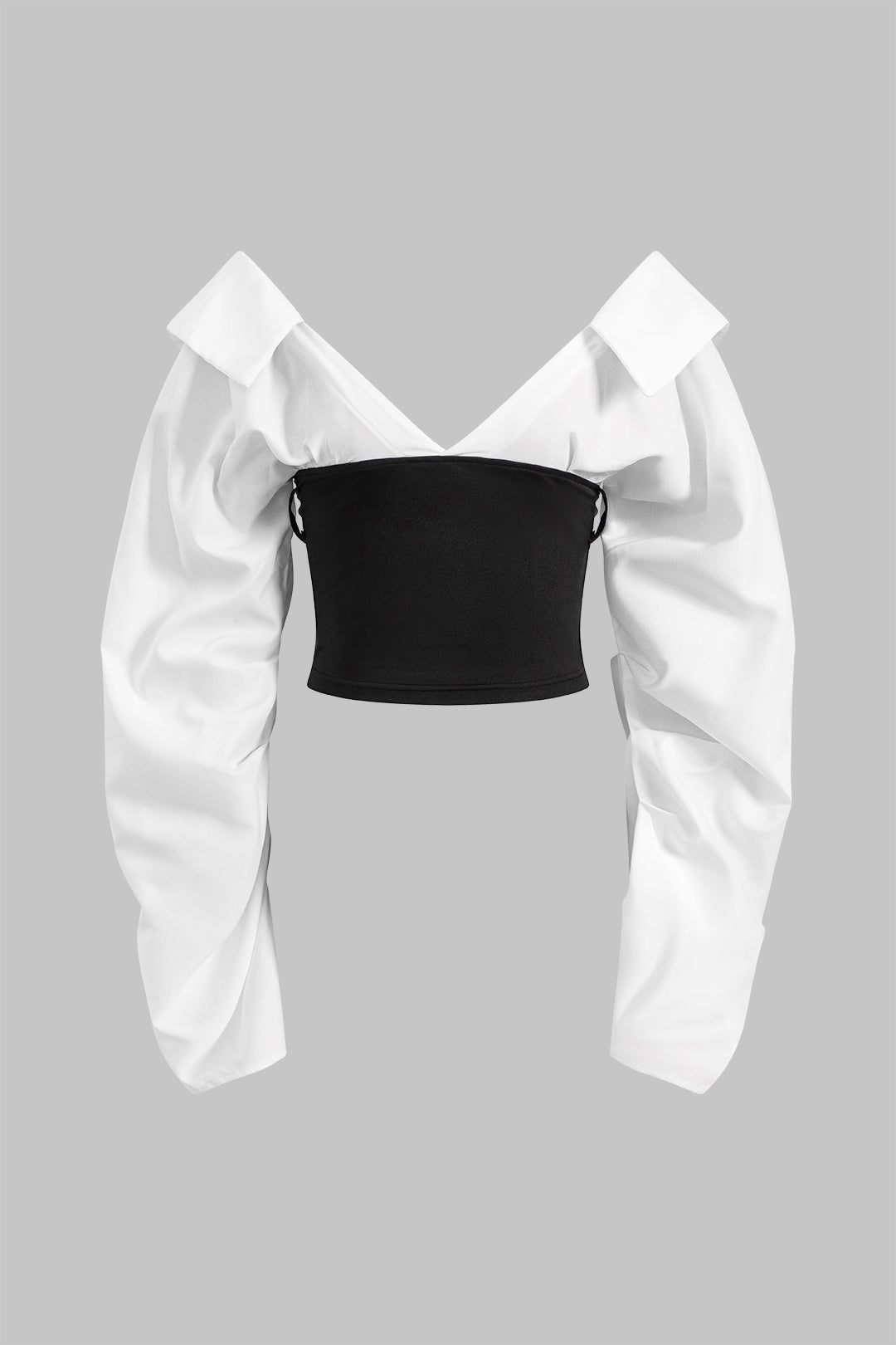 Kruvaze V Yaka Patchwork Uzun Kol Bluz