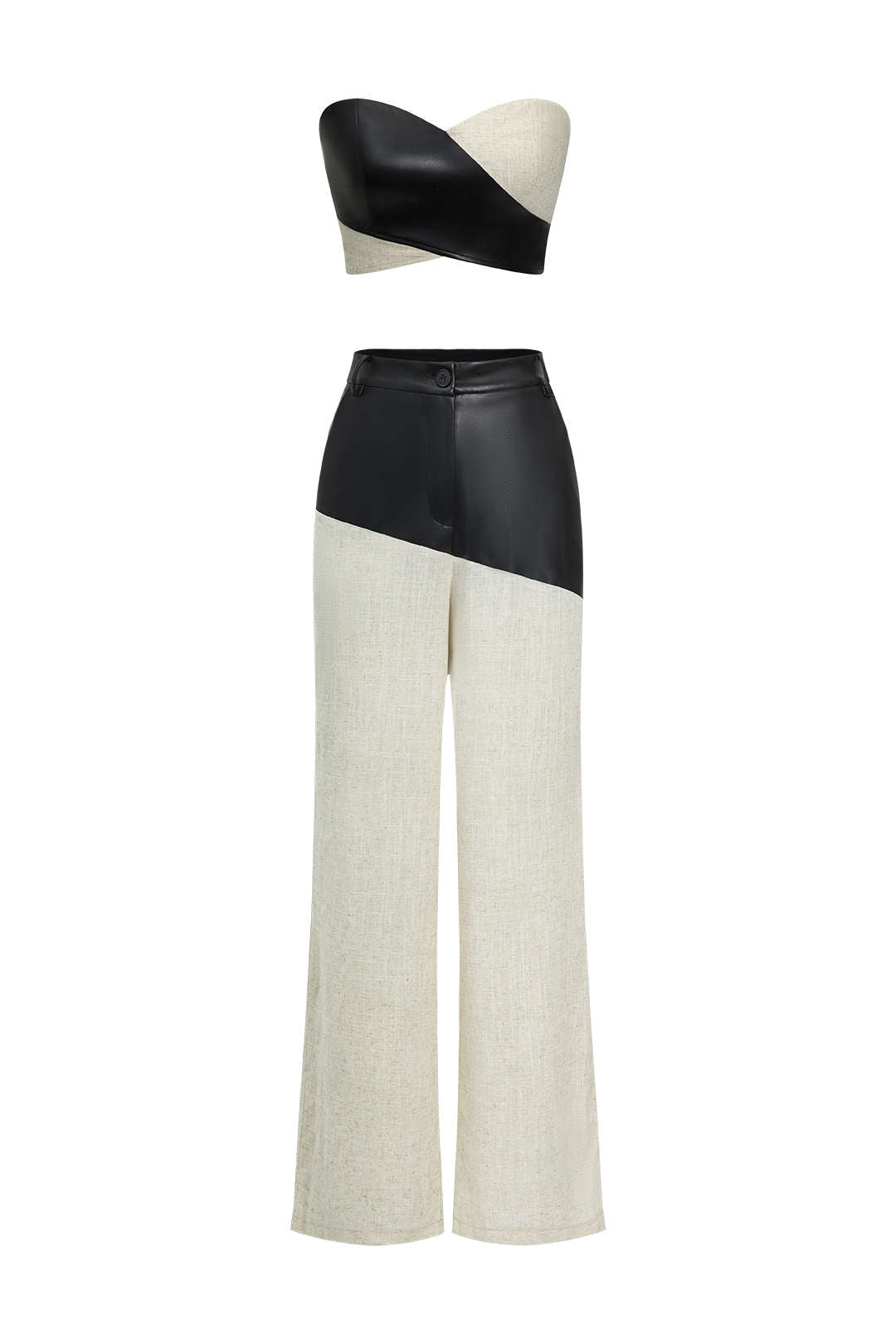 Kontrast Fermuarlı Tube Top
