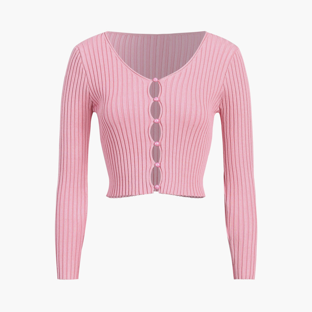 Barbiecore Rib Örgü Üst