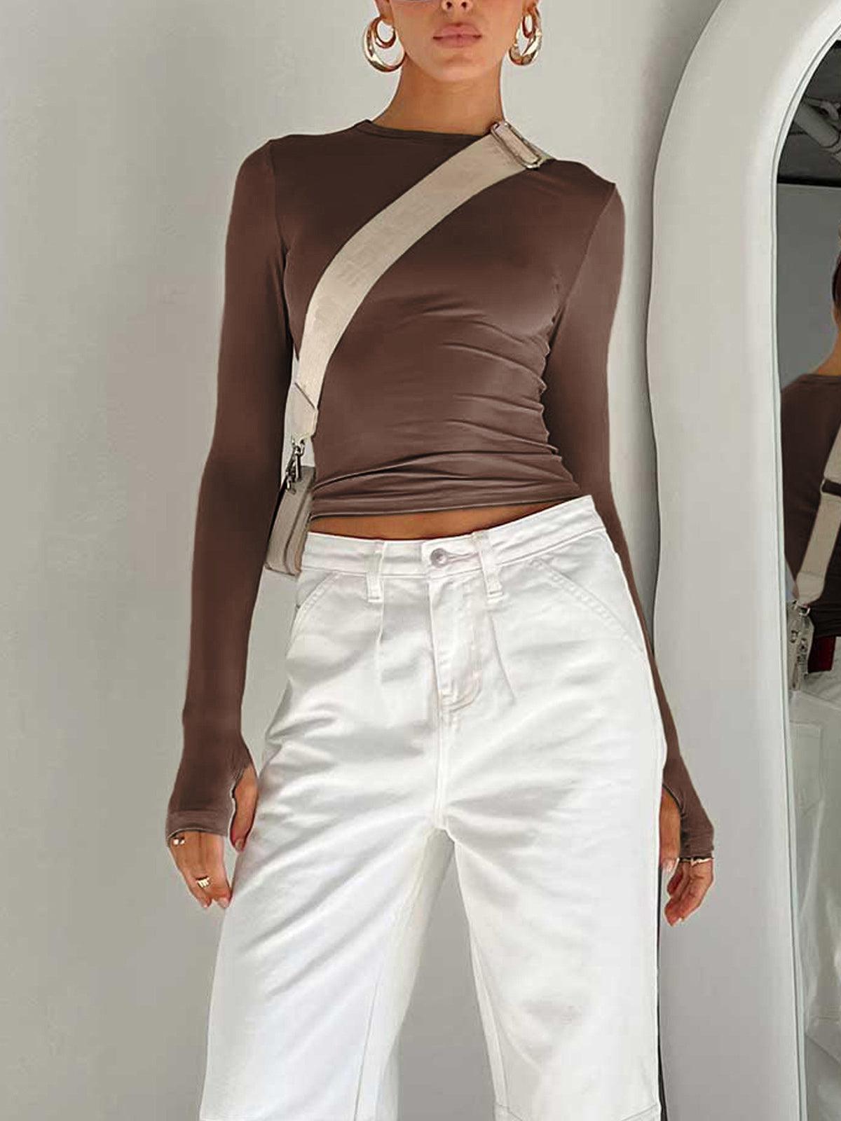 Zarif Uzun Kollu Crop Bluz