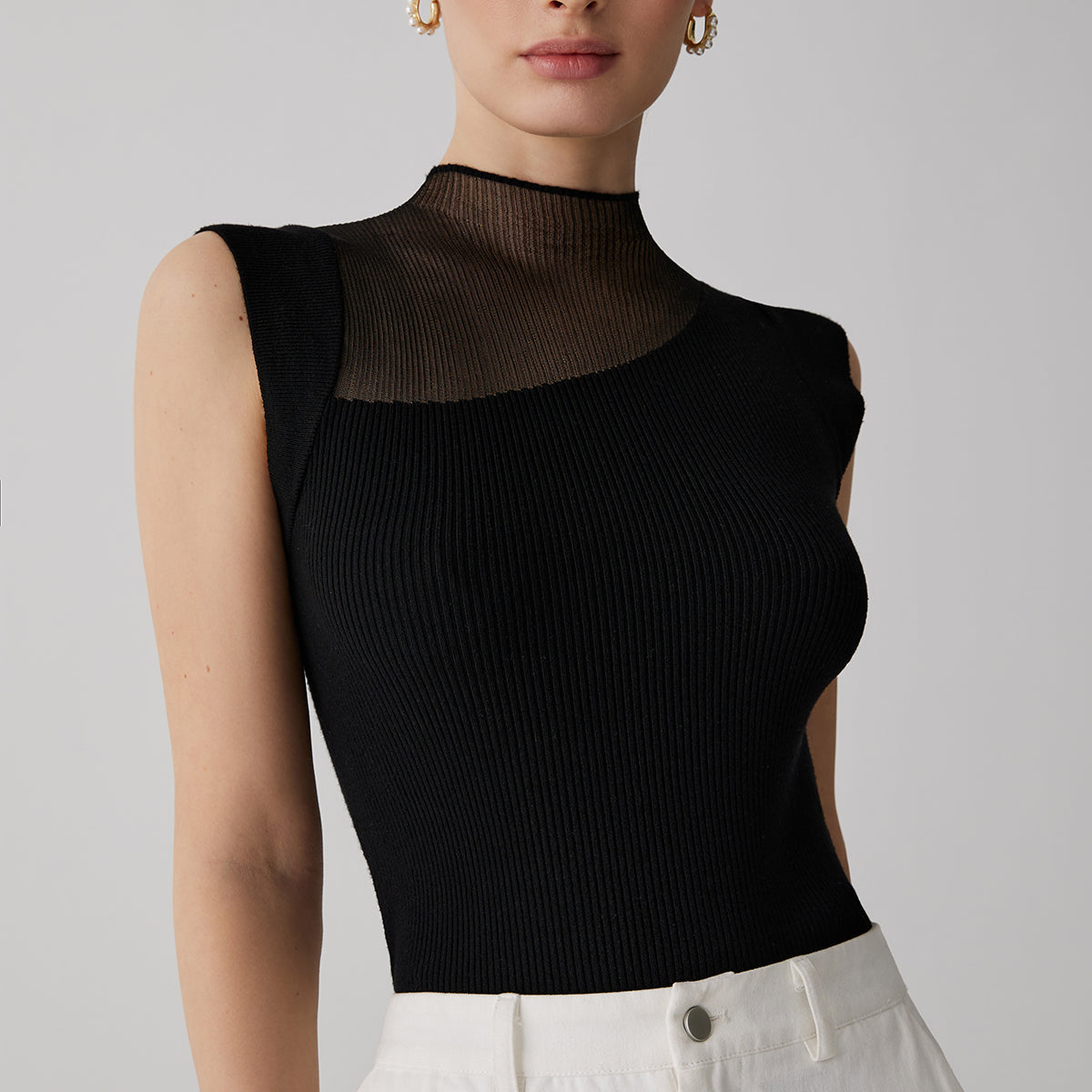 Mesh Patchwork Kolsuz Üst