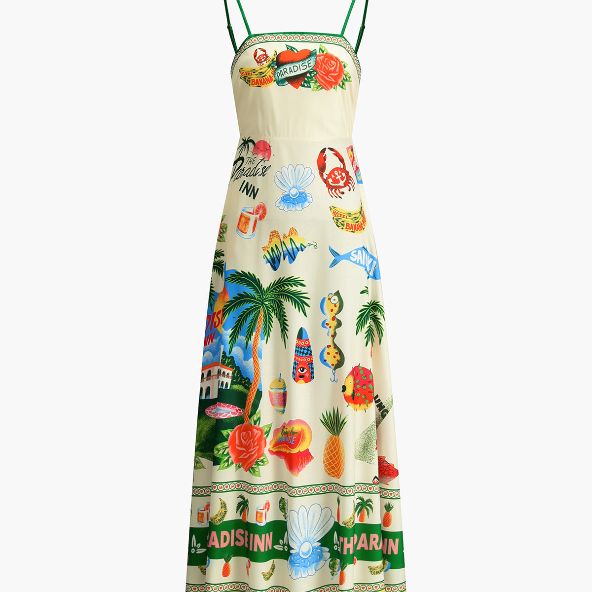 Paradise Print Vacation Atlet Uzun Elbise