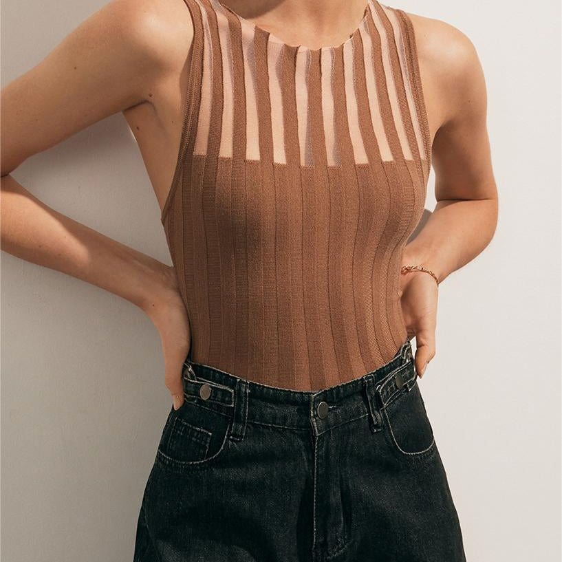 Şeffaf Ribanalı Tank Top