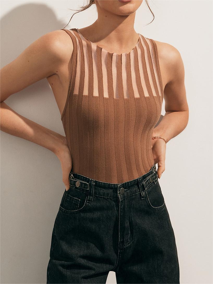 Şeffaf Ribanalı Tank Top