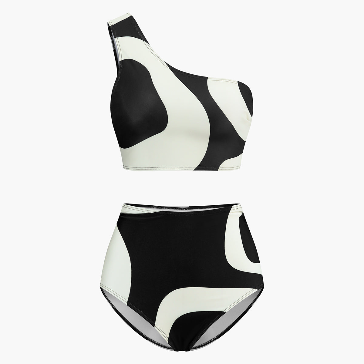İki Tonlu Asimetrik Yaka Bikini Takımı