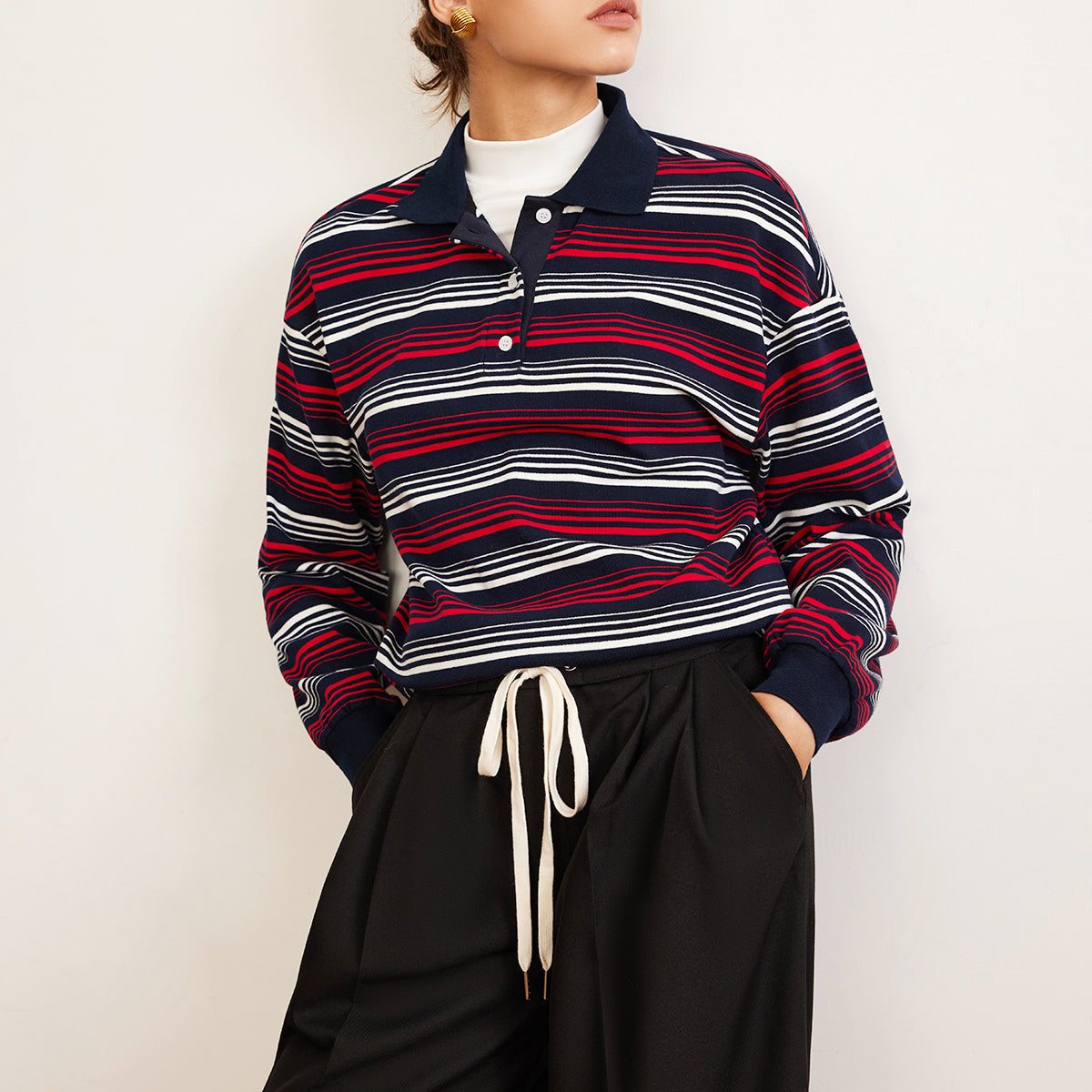 Retro Çizgili Polo Tişört