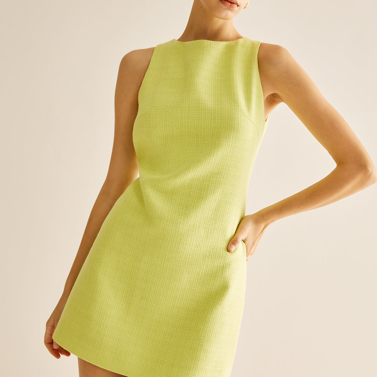 Minimalist Tweed Tank Elbise