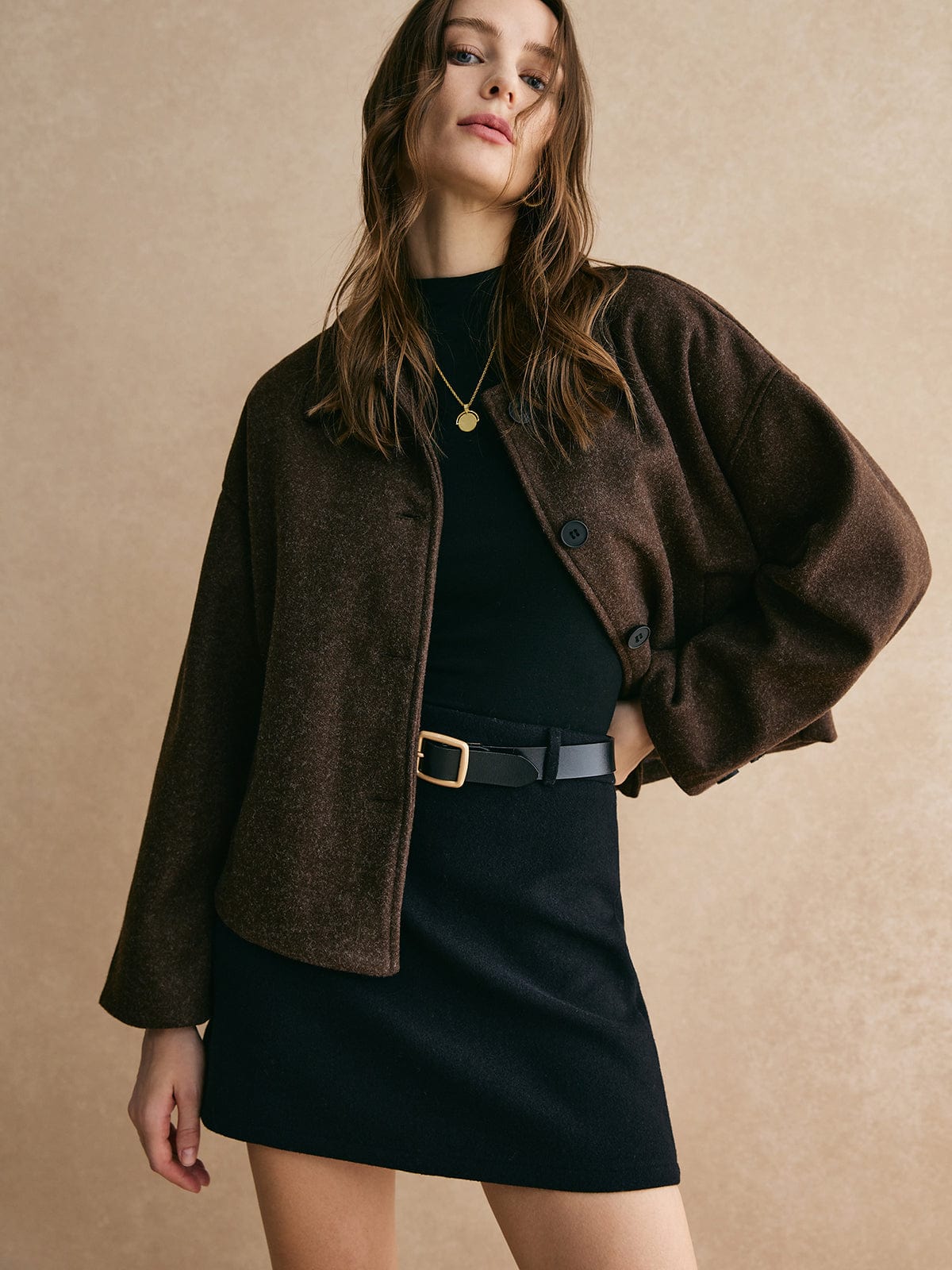 Düğme Kapamalı Tweed Ceket