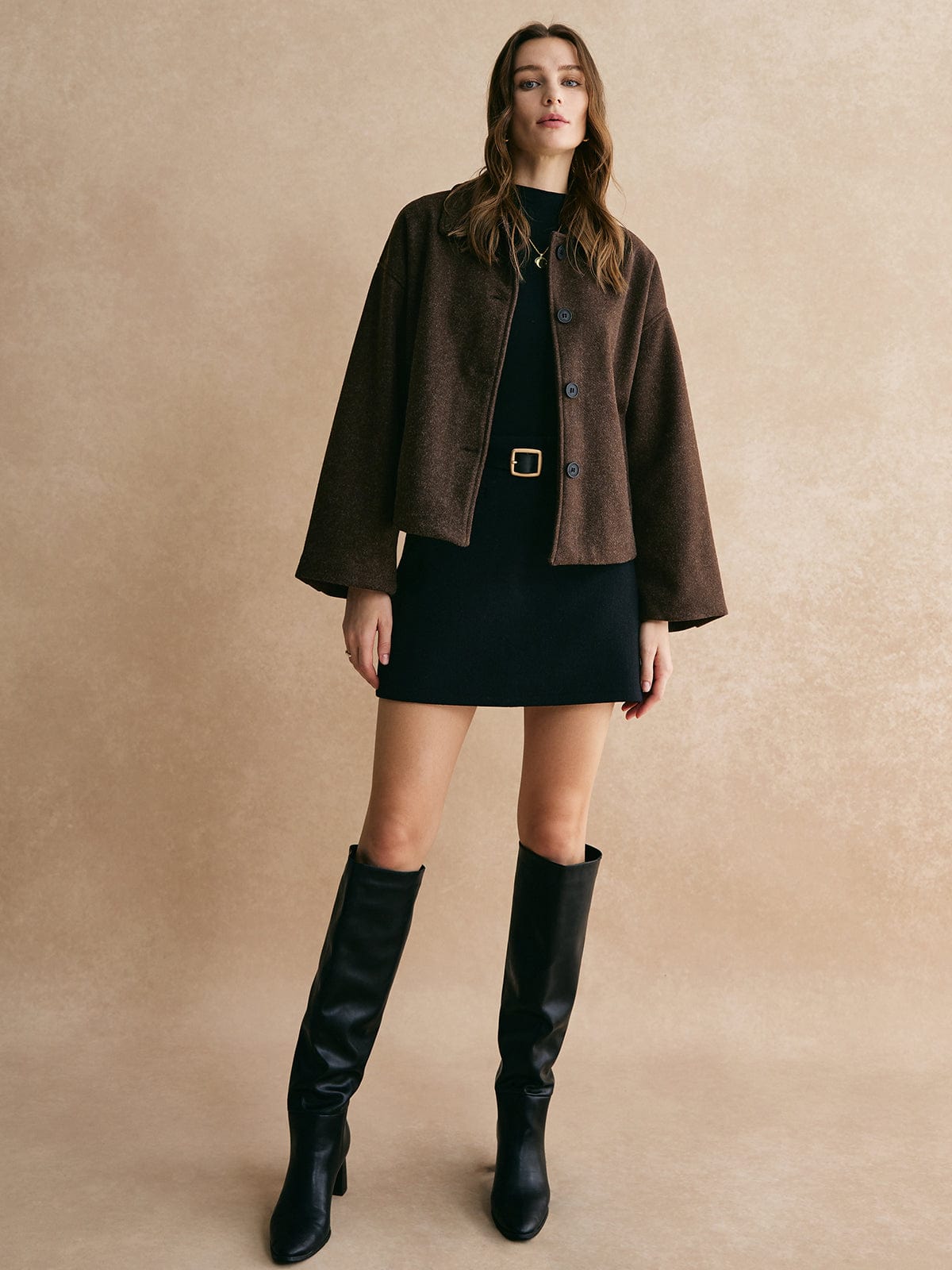 Düğme Kapamalı Tweed Ceket