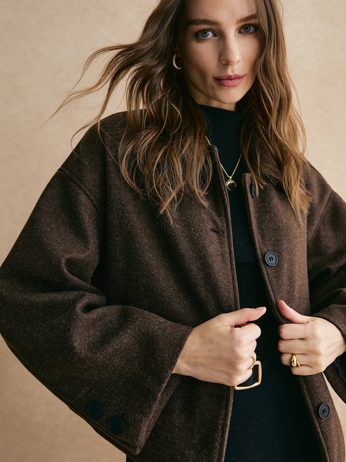 Düğme Kapamalı Tweed Ceket