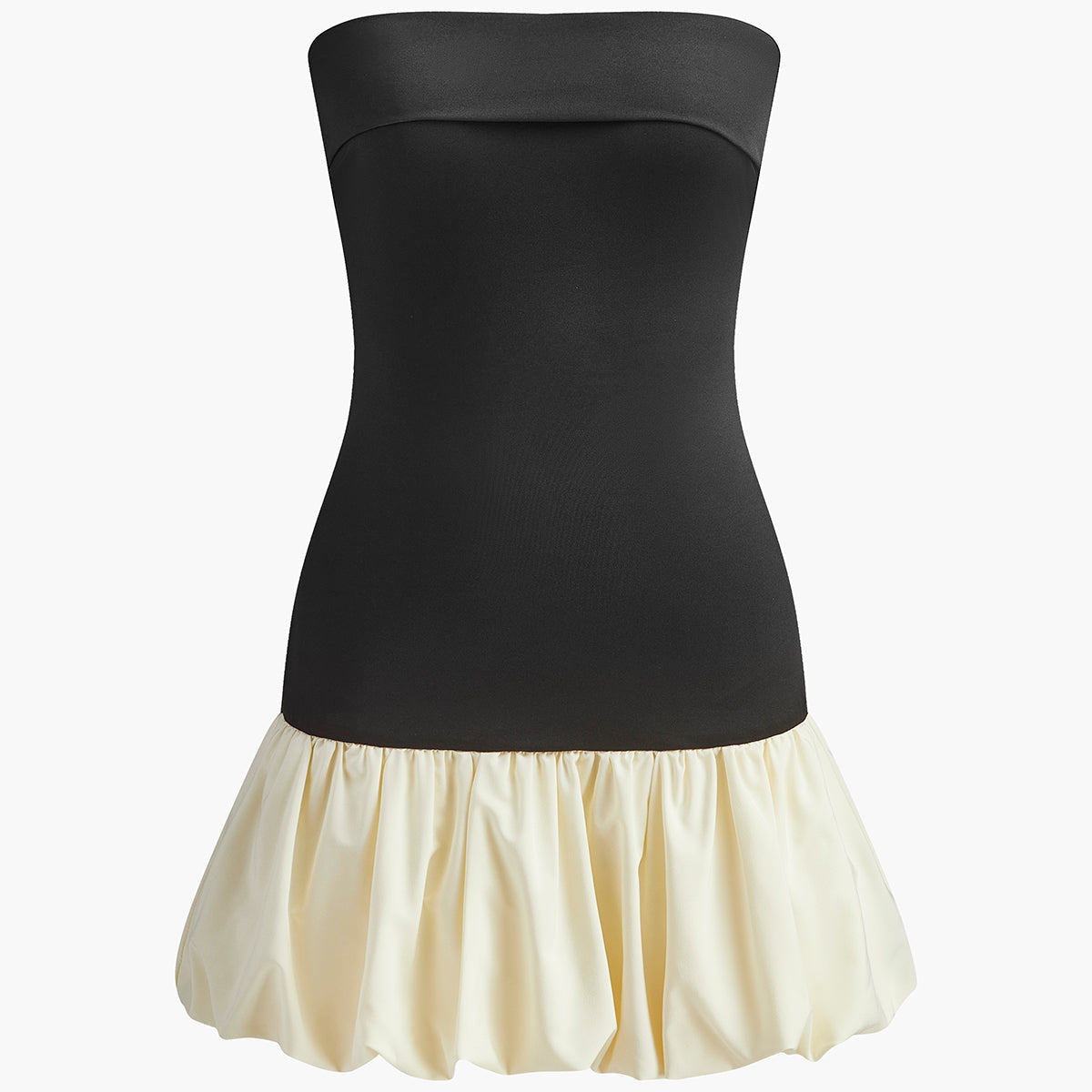 İki Tonlu Tomurcuk Bel Tüp Elbise