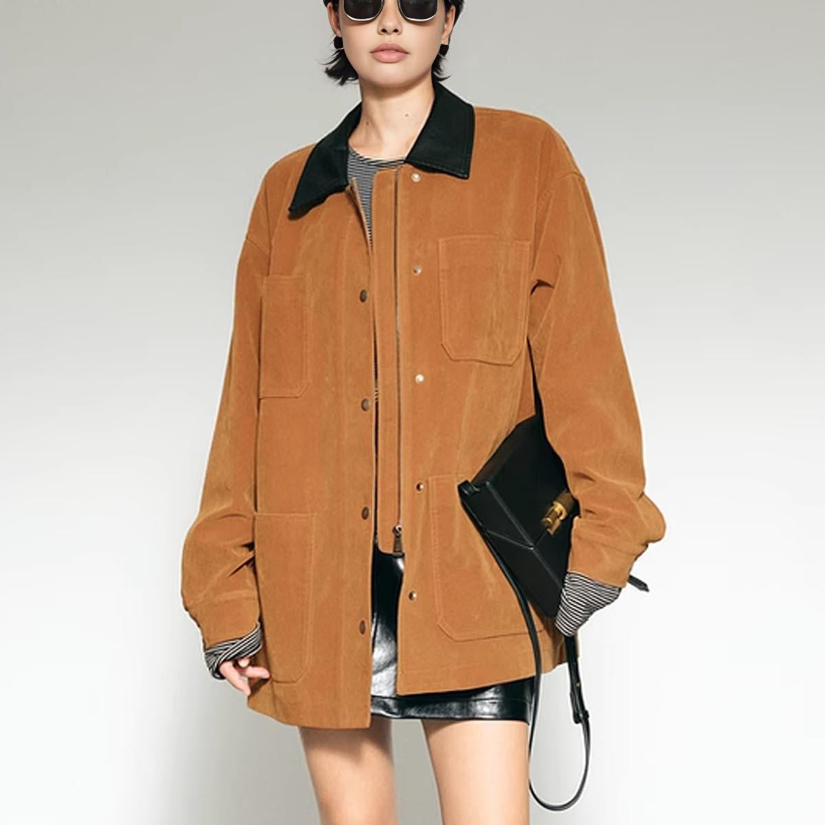 Taba Kadife Oversize Ceket