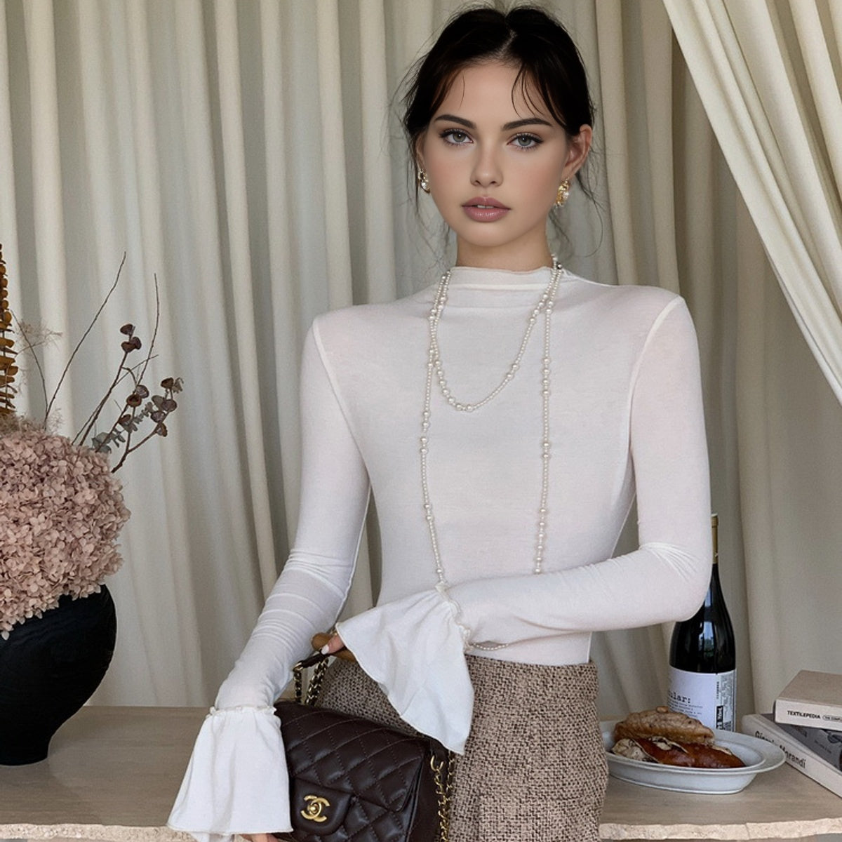 Düz Volanlı Manşetli Forma Üst