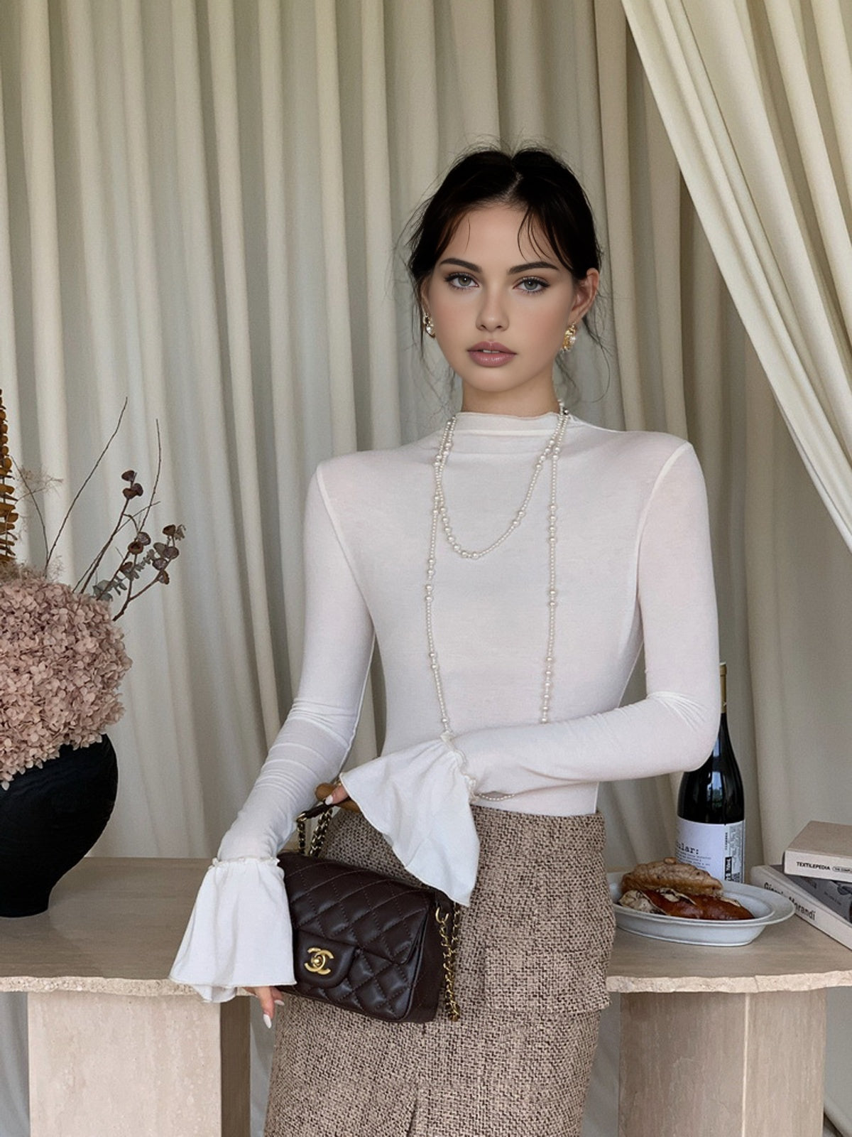 Düz Volanlı Manşetli Forma Üst