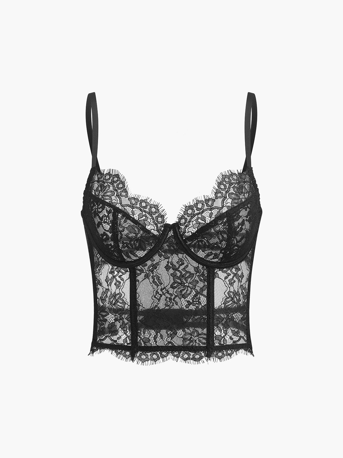 Şeffaf Dantel Crop Korse