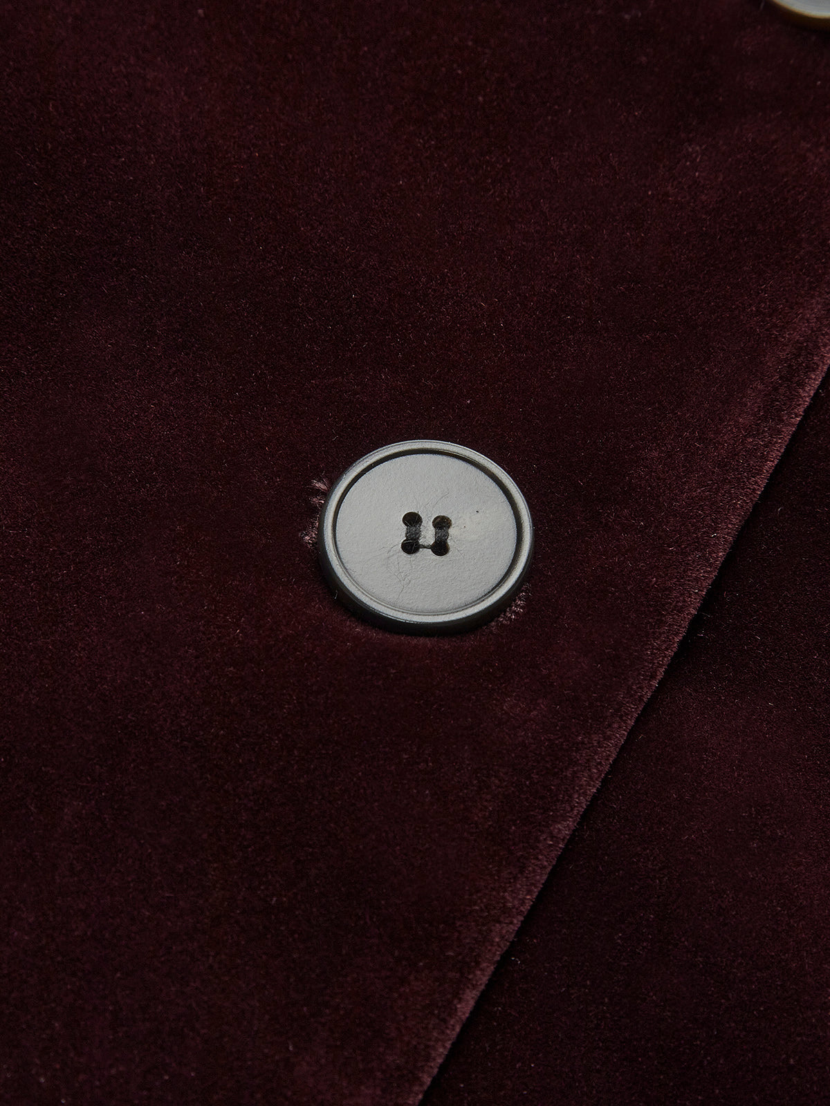 Kadife Yaka Kısa Blazer Etek Set
