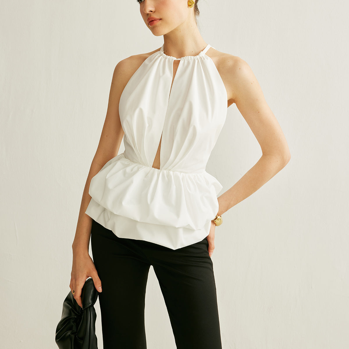 Peplum Anahtar Deliği Yaka Üst