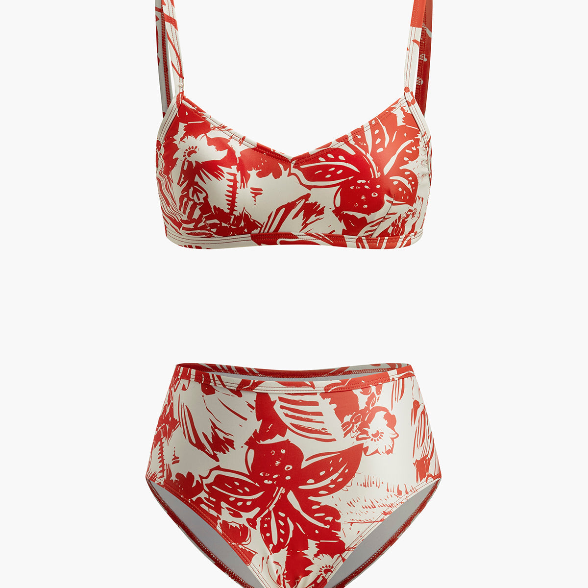 Tropikal Desenli Metal Tokalı Bikini Takımı