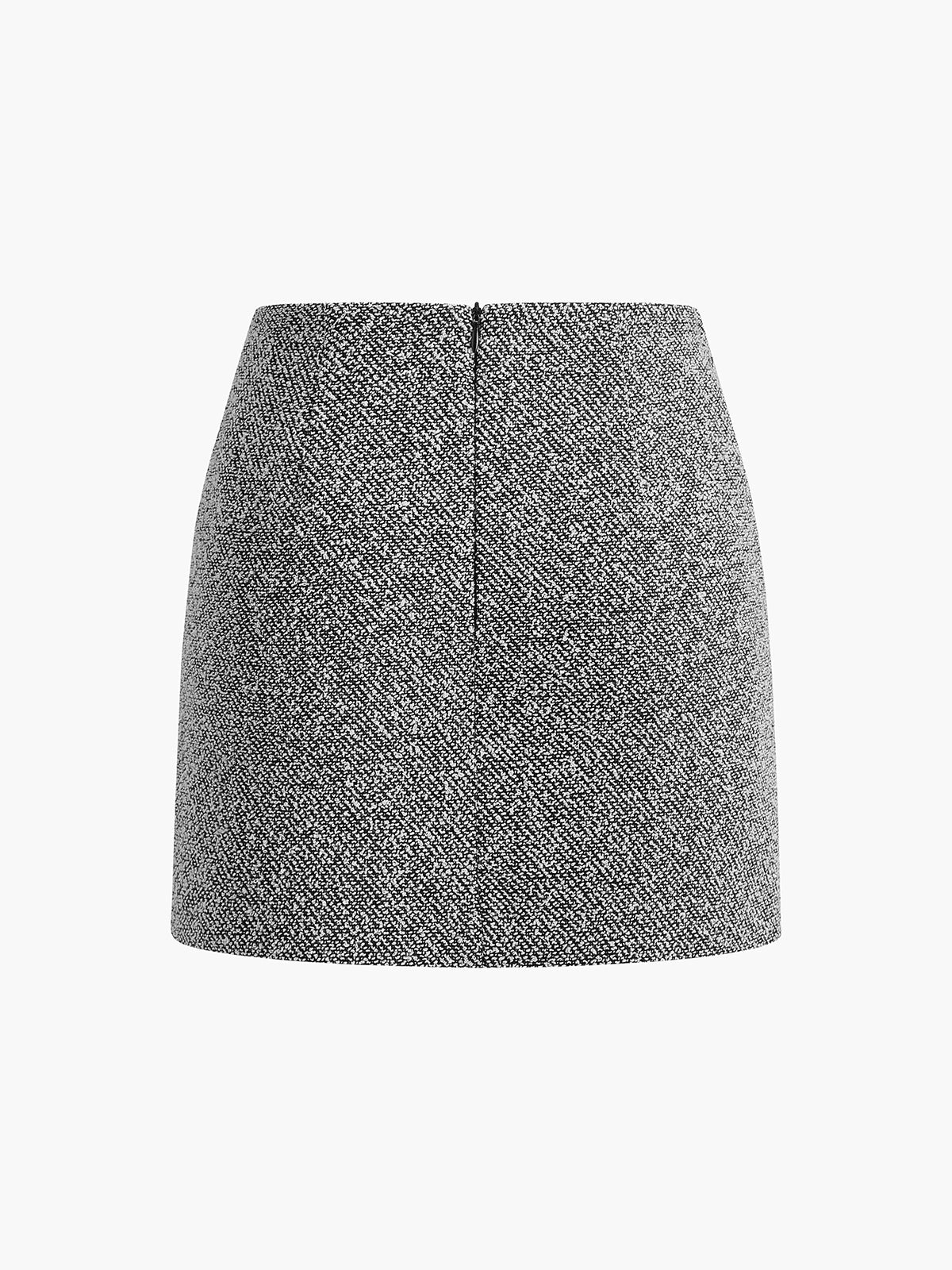 Dokulu Tweed Fermuarlı Etek