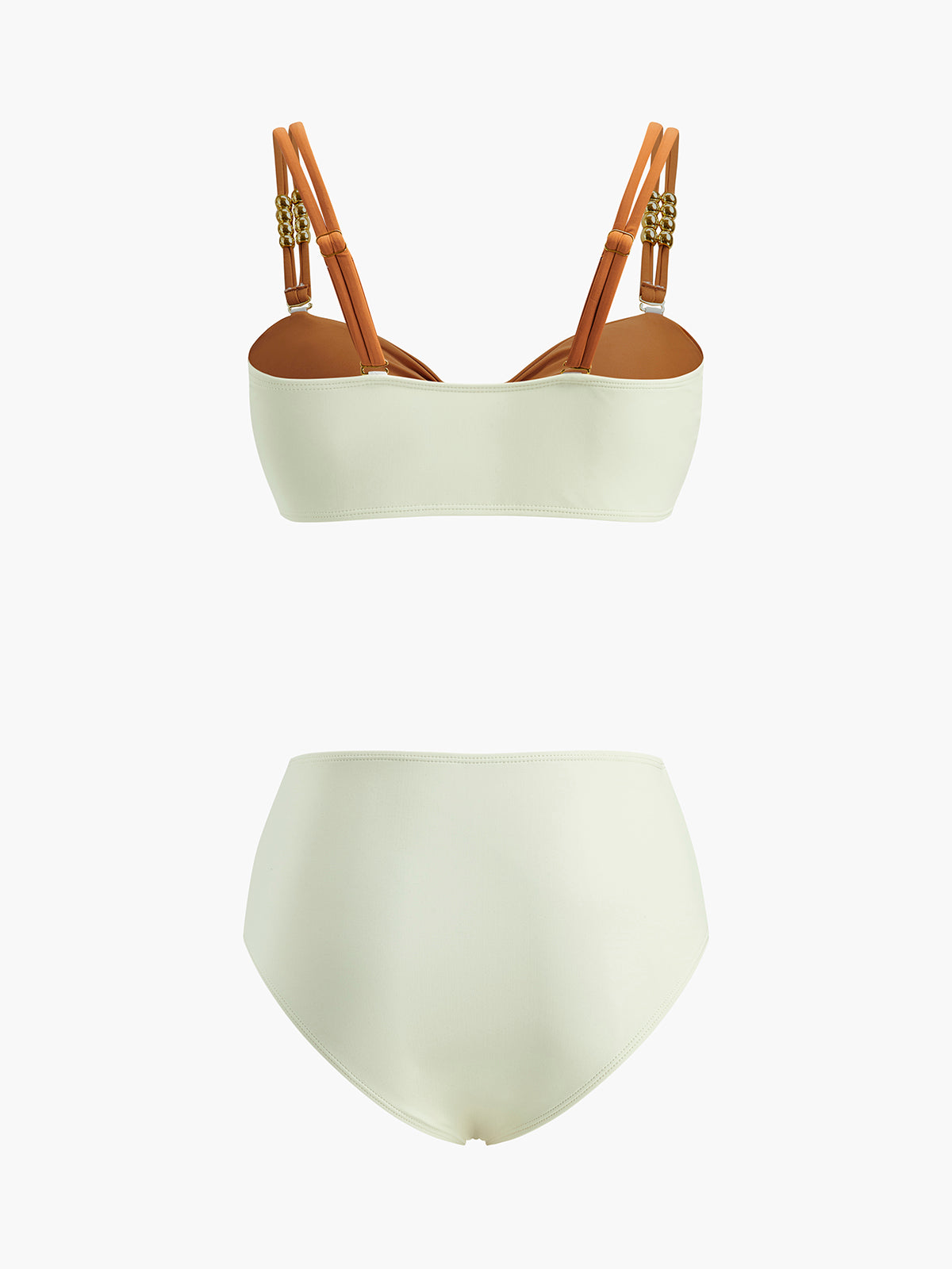 Desenli Renk Bloklu Retro Bikini Takımı