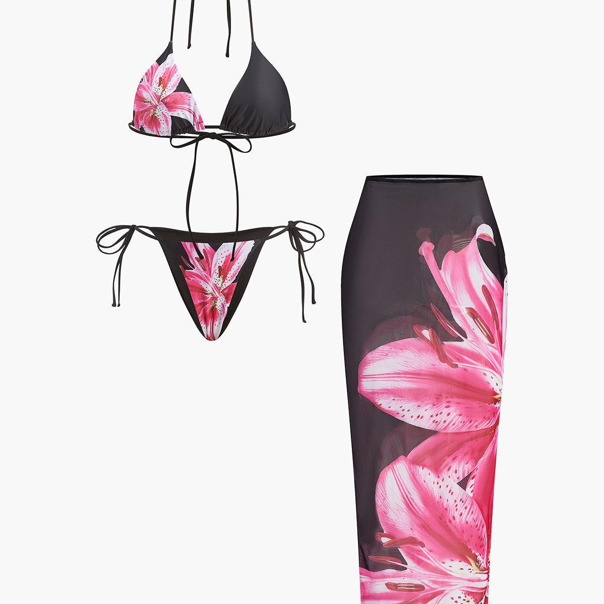 File Etekli Çiçek Desenli Bikini