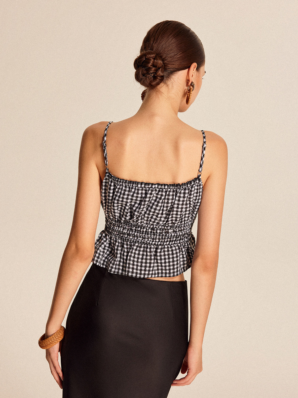 Fırfırlı Peplum Pötikareli Atlet Üst