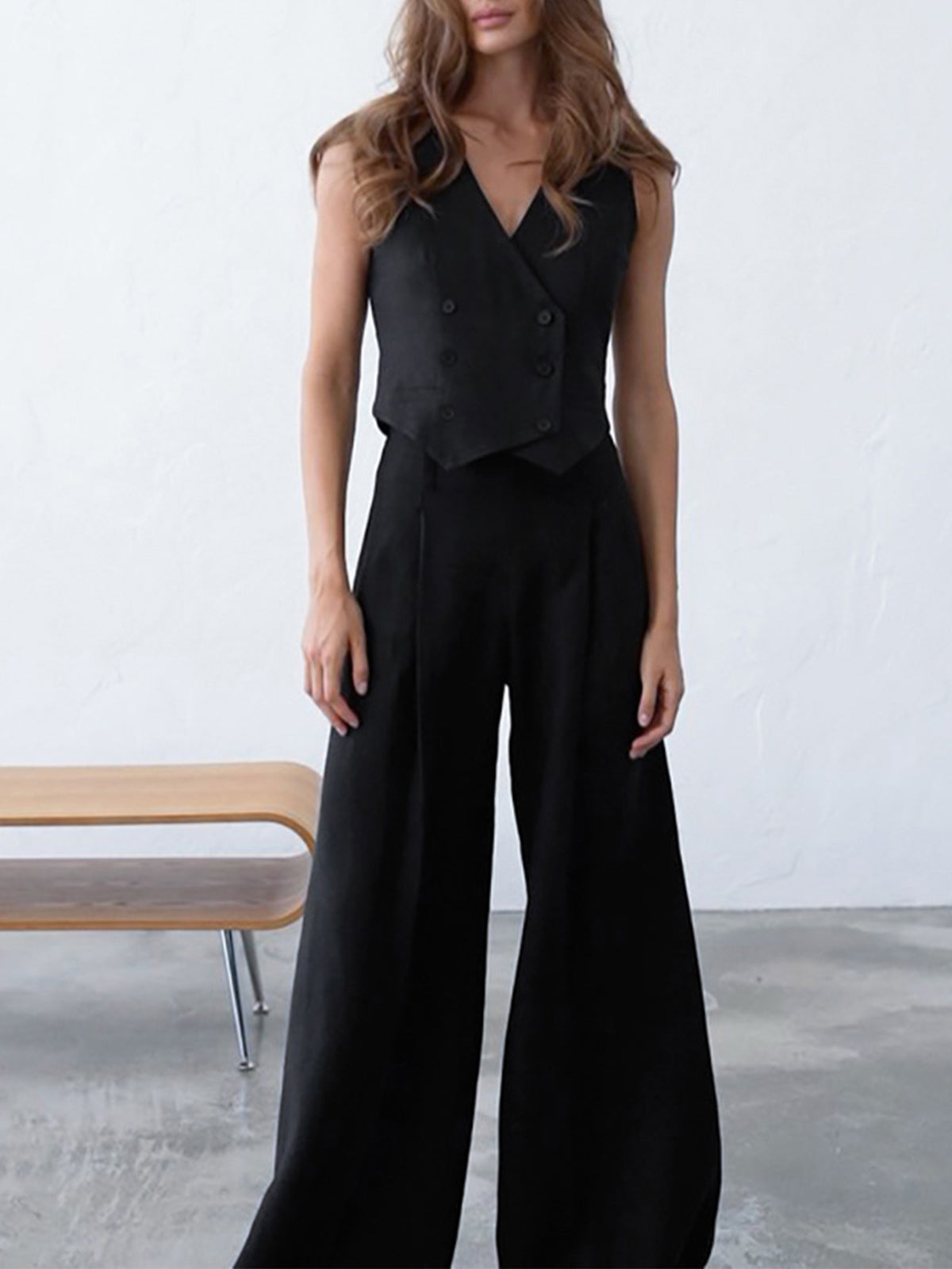 Minimalist Keten İki Parça Pantolon Takımı