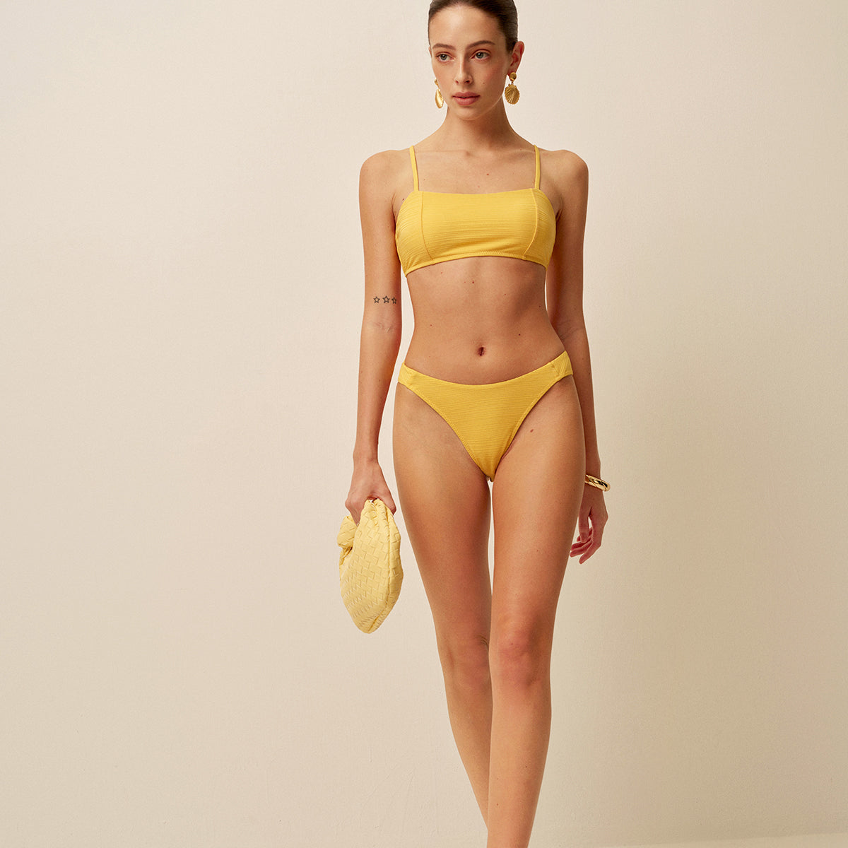 Dokulu Yuvarlak Yaka Bikini Takımı