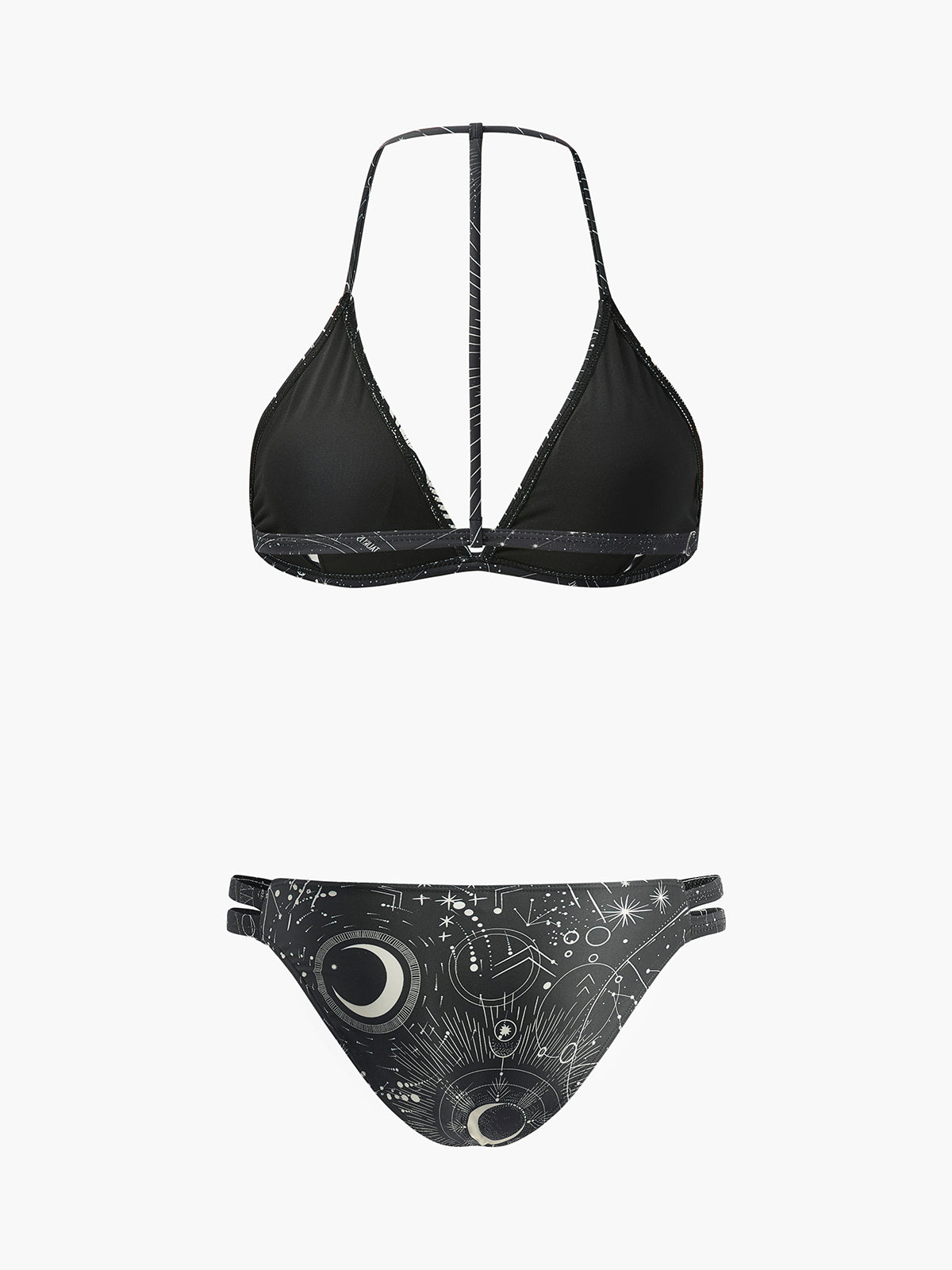 Astroloji Baskılı Boyundan Bağlamalı Bikini Takımı