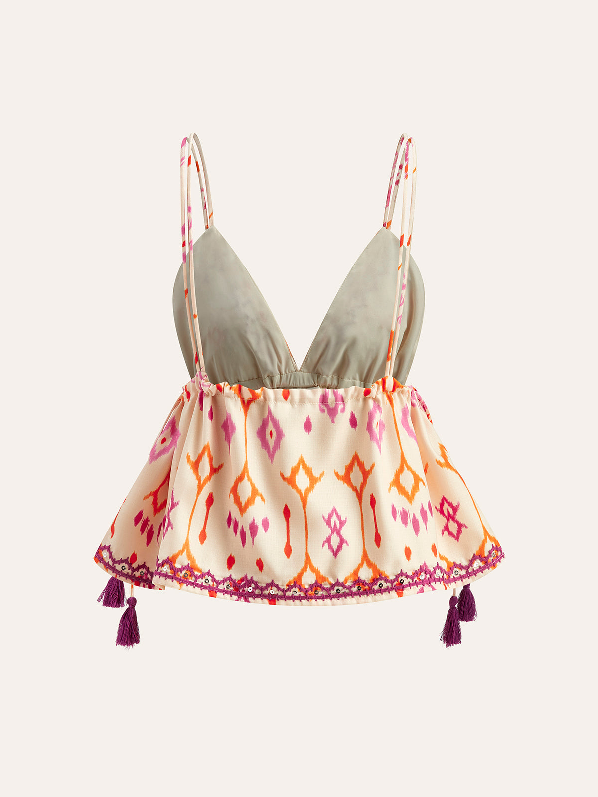 İşlemeli Boho Püsküllü Bağcıklı Atlet