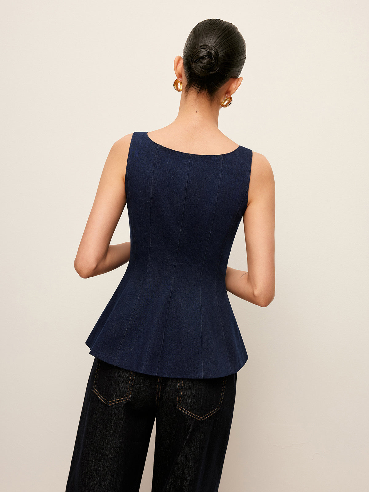 Fermuarlı Ön Kot Peplum Üst
