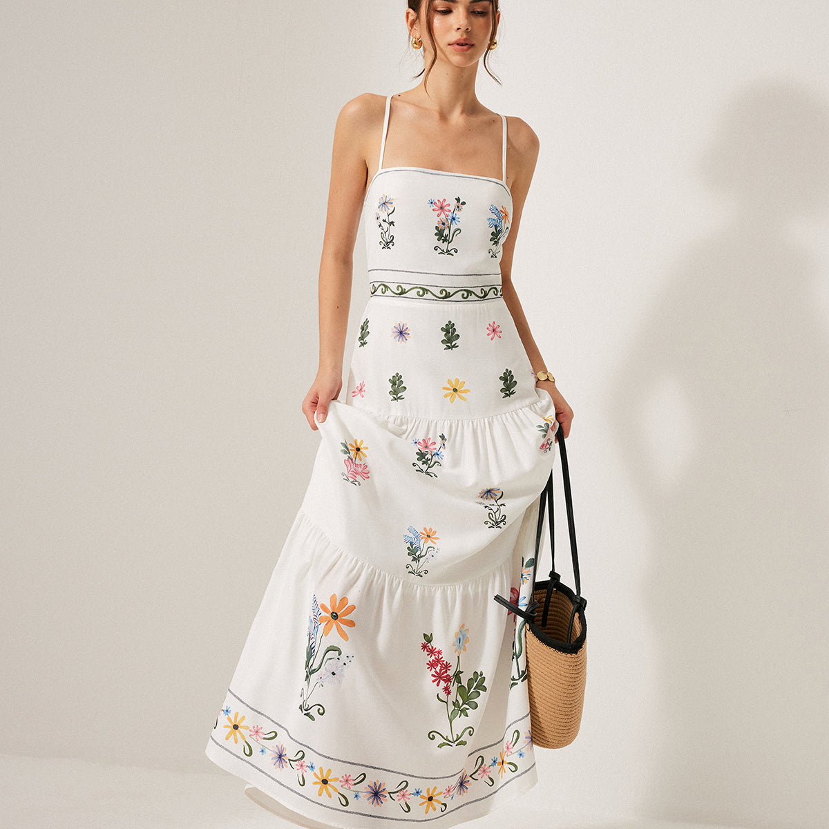 Boho Bağcıklı Sırt Askılı Elbise