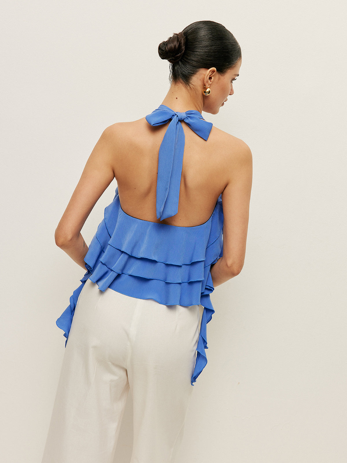Halter Yaka Fırfırlı Üst