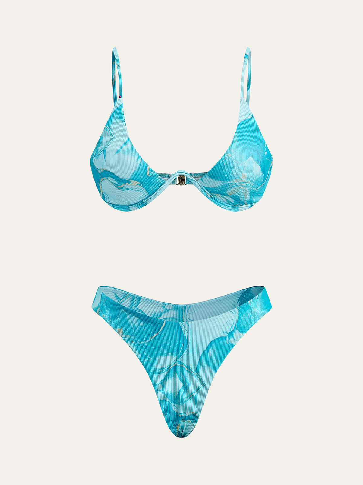 Mermer Desenli Bikini Takımı Ve Etekli