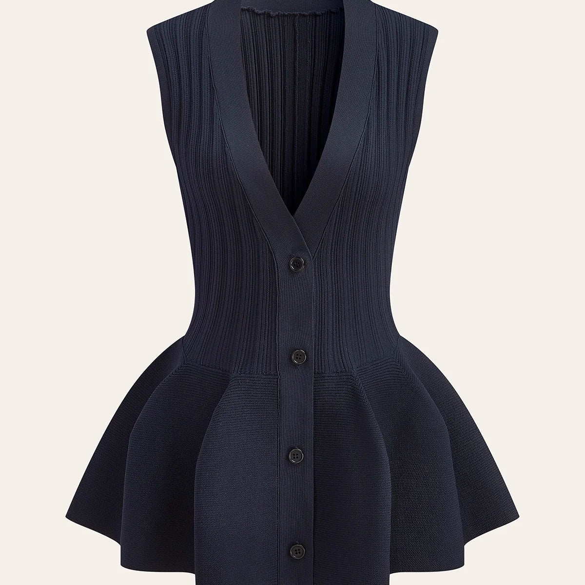 Yapılandırılmış Peplum Düğmeli Örgü Yelek
