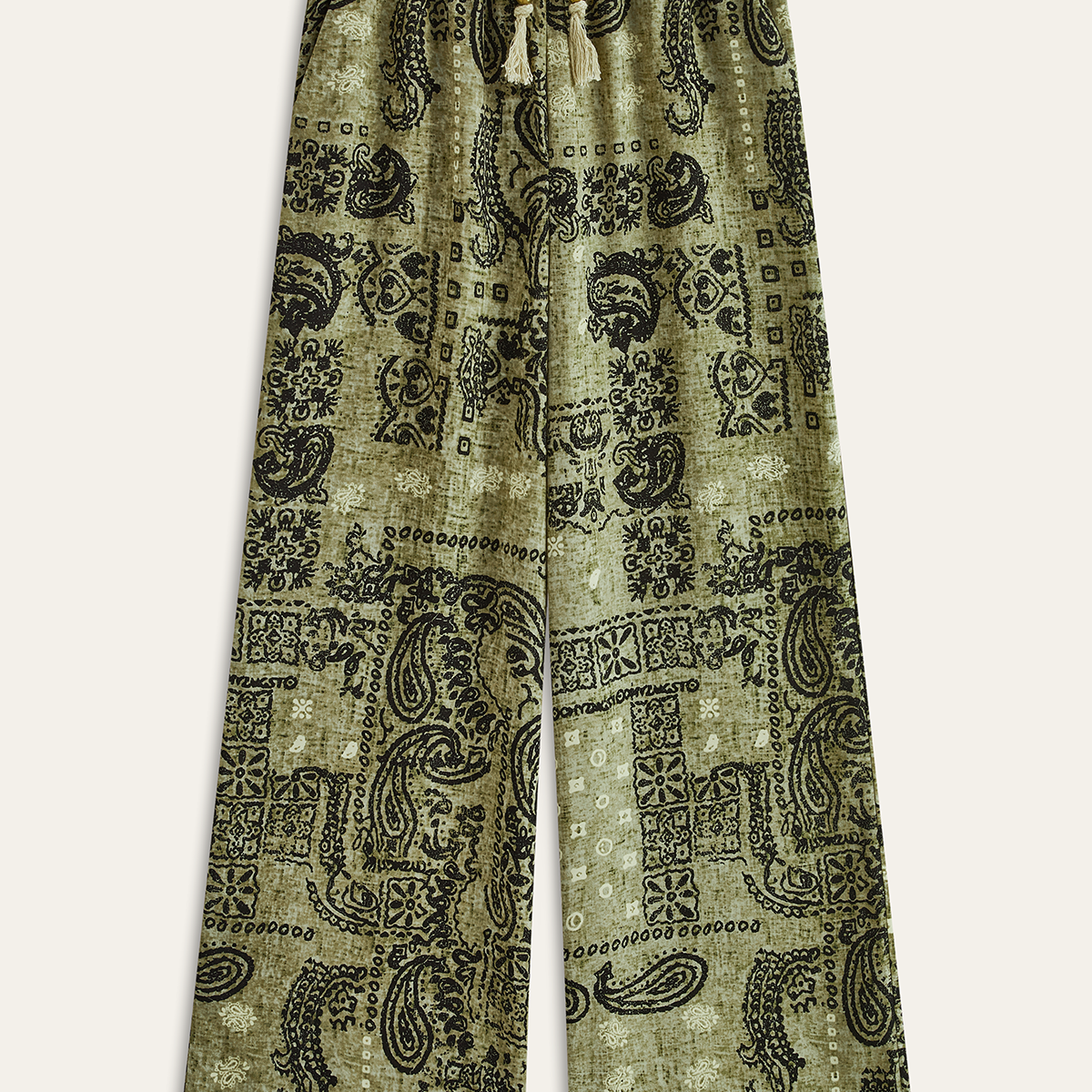 Paisley Desenli Geniş Paça Pantolon