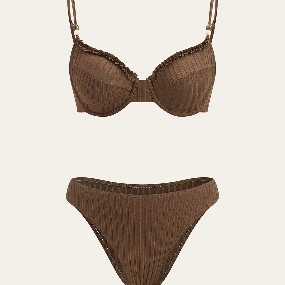 Fırfırlı Detaylı Kaburga Bikini Takımı