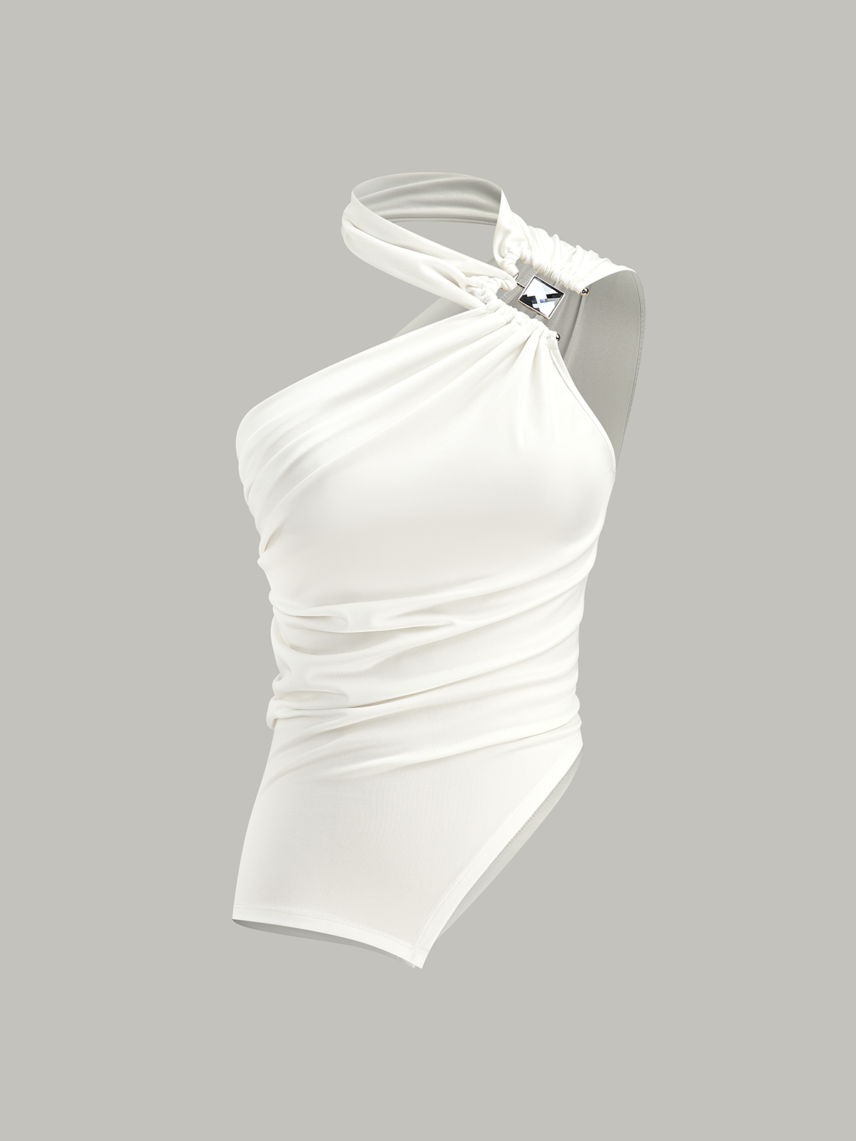 Asimetrik Halter Yaka Dantelli Üst