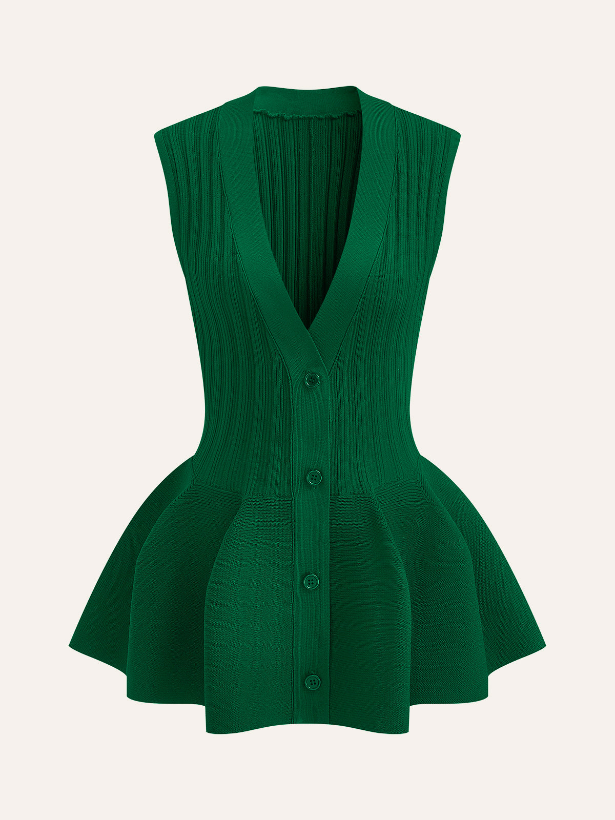 Yapılandırılmış Peplum Düğmeli Örgü Yelek