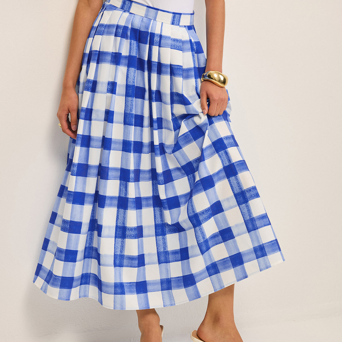 Cepli Gingham Midi Etek