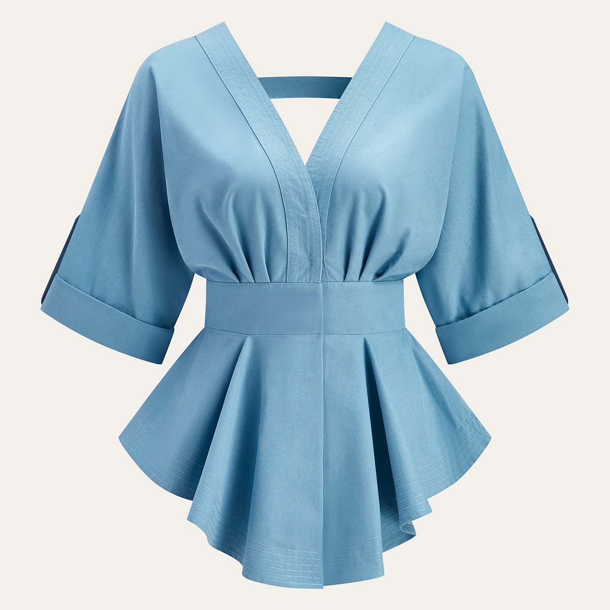 V Yaka Peplum Bluz