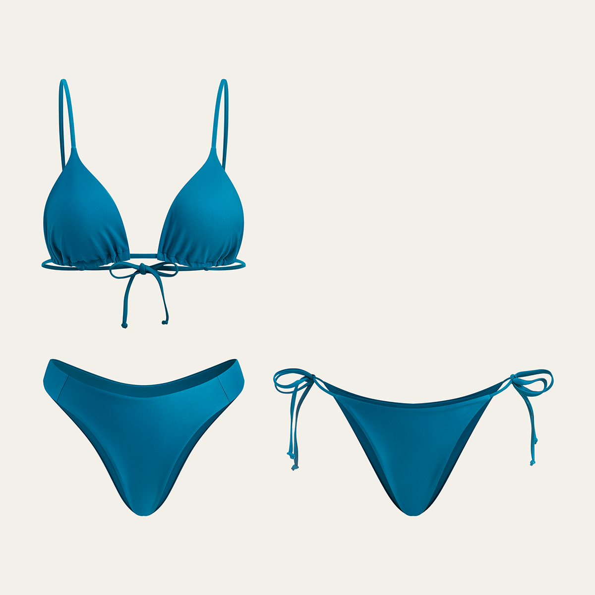 Üçgen Üst Ve İki Alt Stil Bikini Takımı