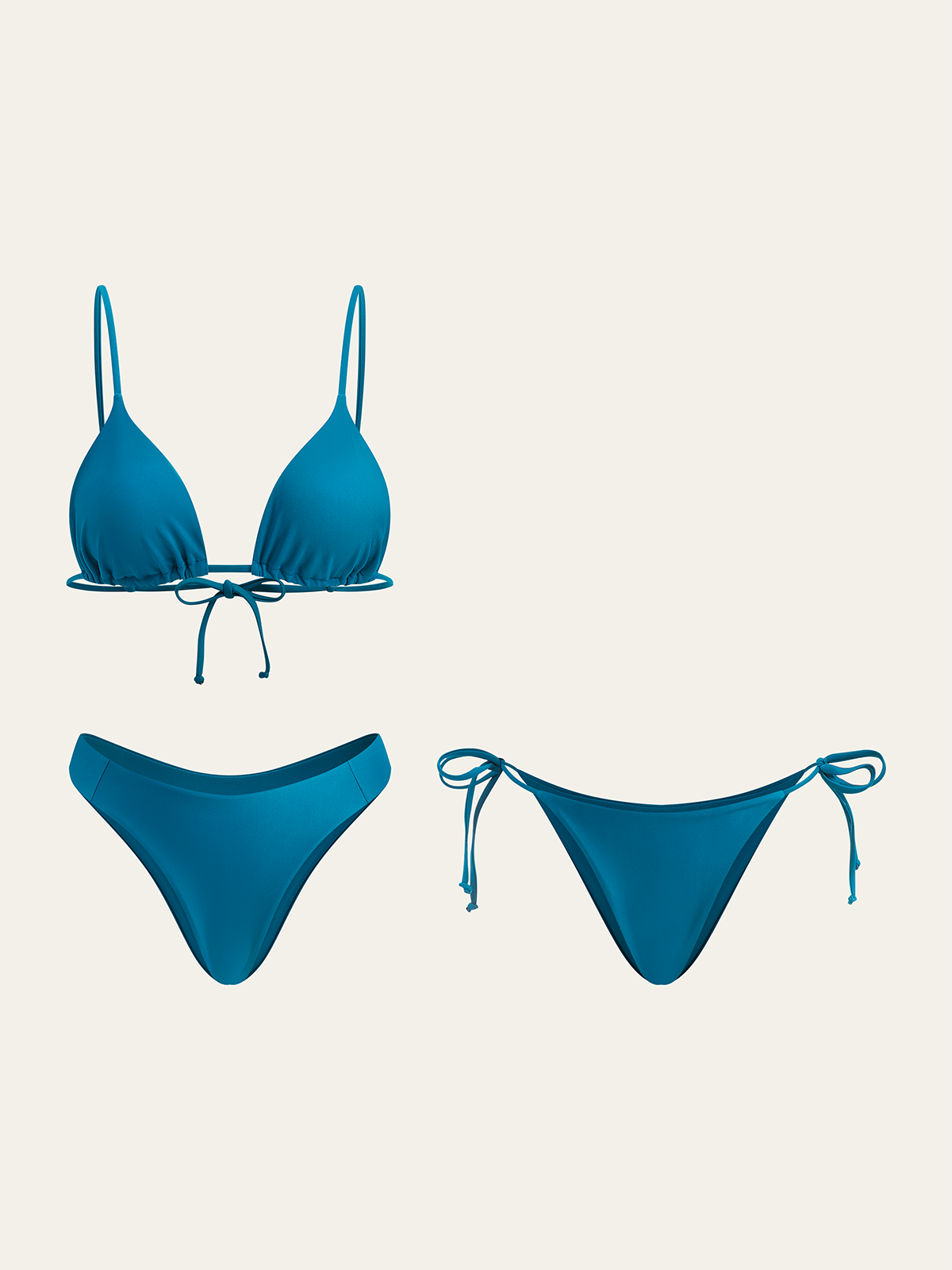 Üçgen Üst Ve İki Alt Stil Bikini Takımı
