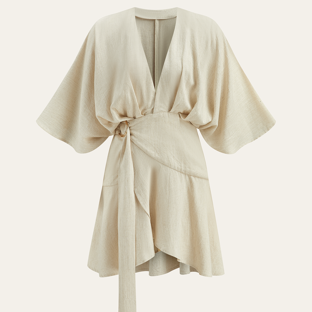 Pamuk Ve Keten Kimono Kol Sarma Elbise