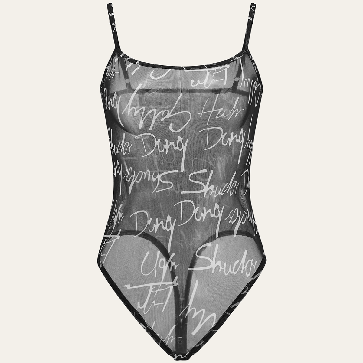 Şeffaf Eriyen Tank Top Yazılı Body