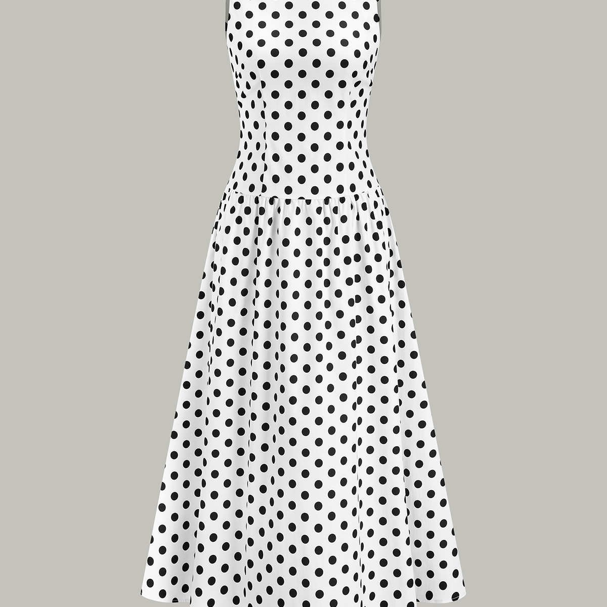 Polka Dot Kolsuz Midi Elbise