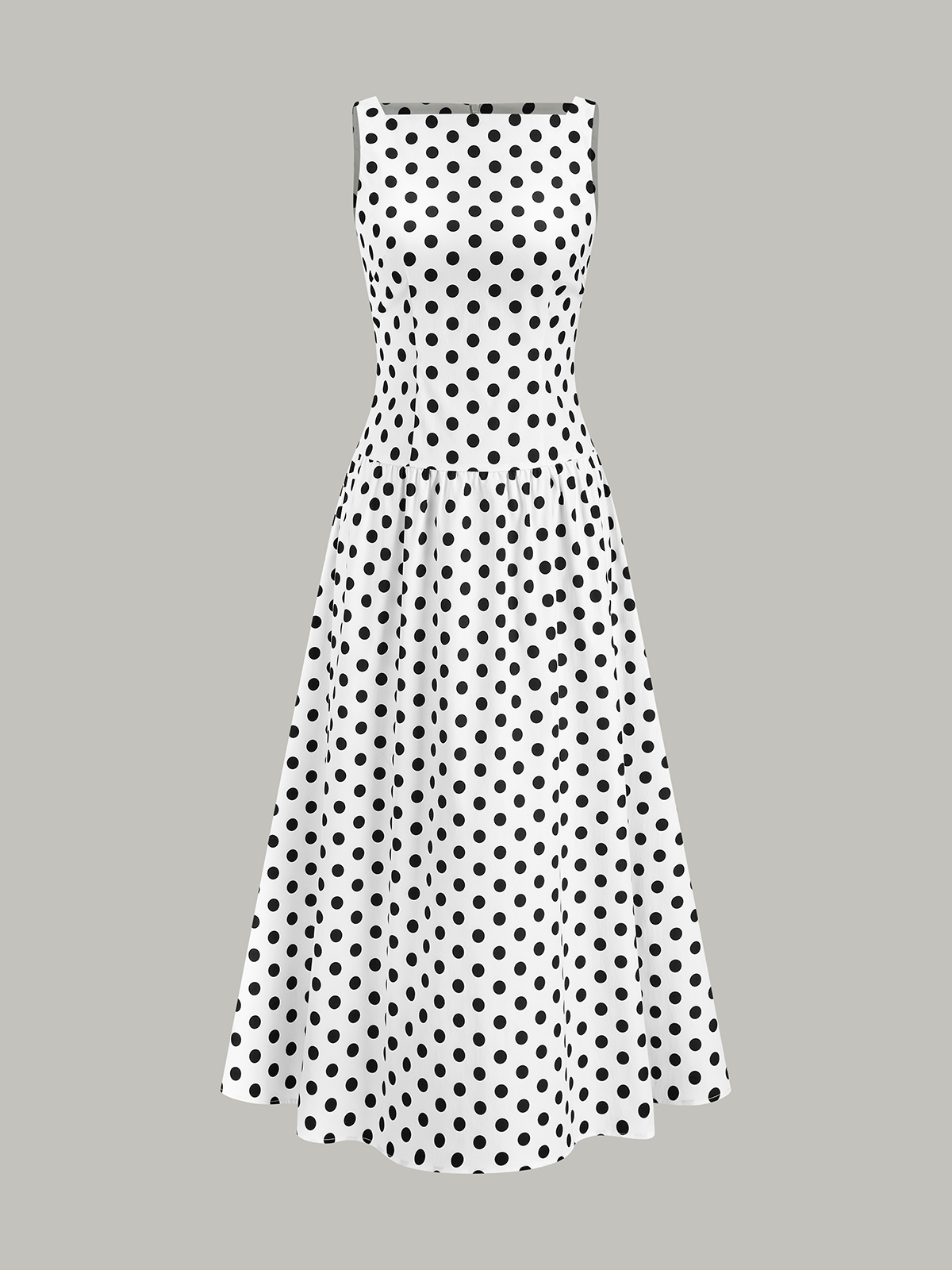 Polka Dot Kolsuz Midi Elbise